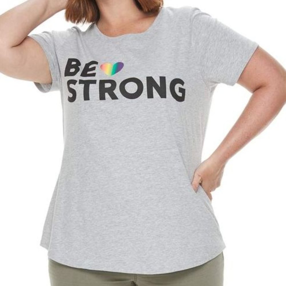 "Be Strong" Rainbow Pride Tshirt Plus Size OX NWT